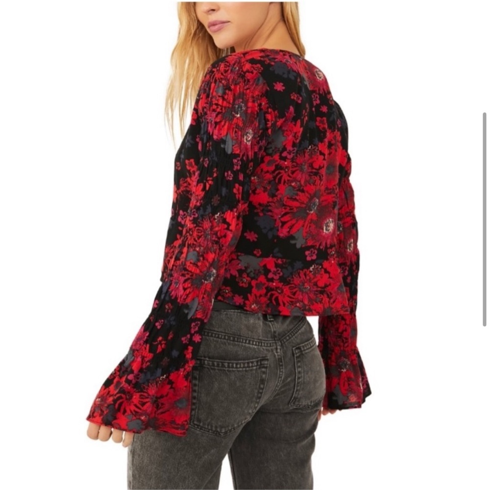 Free People Venice Tie Front Floral Boho Cardigan Top - Picture 12 of 12